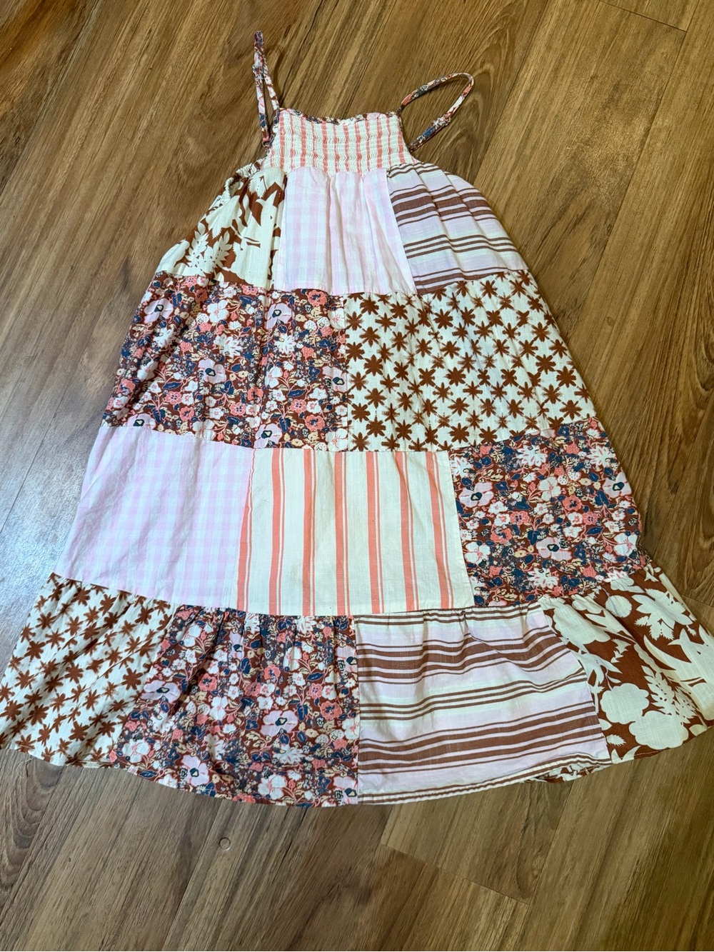 Cat & Jack Girls Patchwork Boho Sundress size 6-6x pink Floral Cottagecore Dress